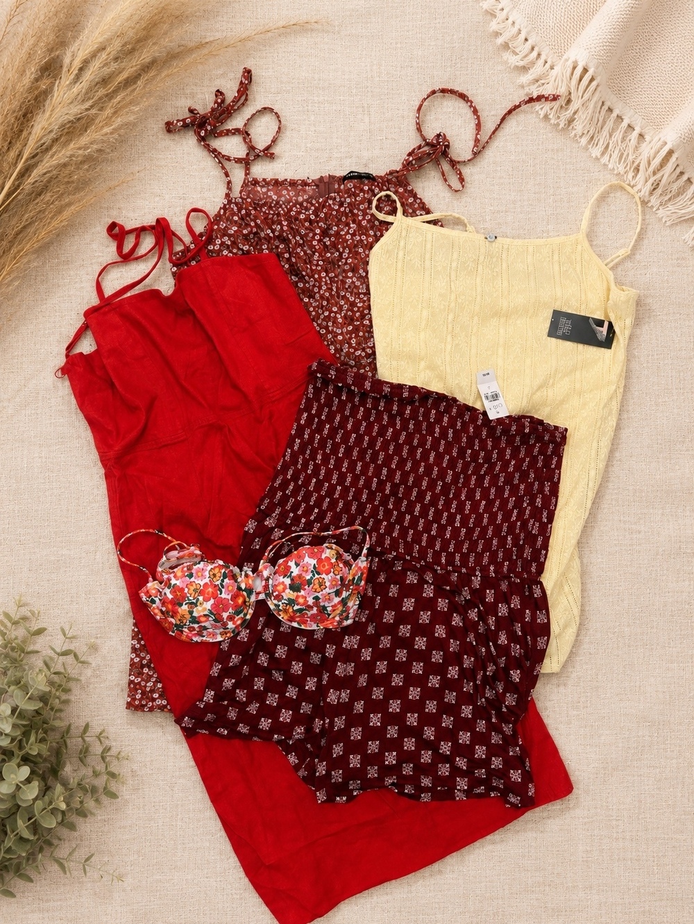 Women’s Large Summer Clothing Bundle 3 Dresses Romper 5 PC Free Bikini Top